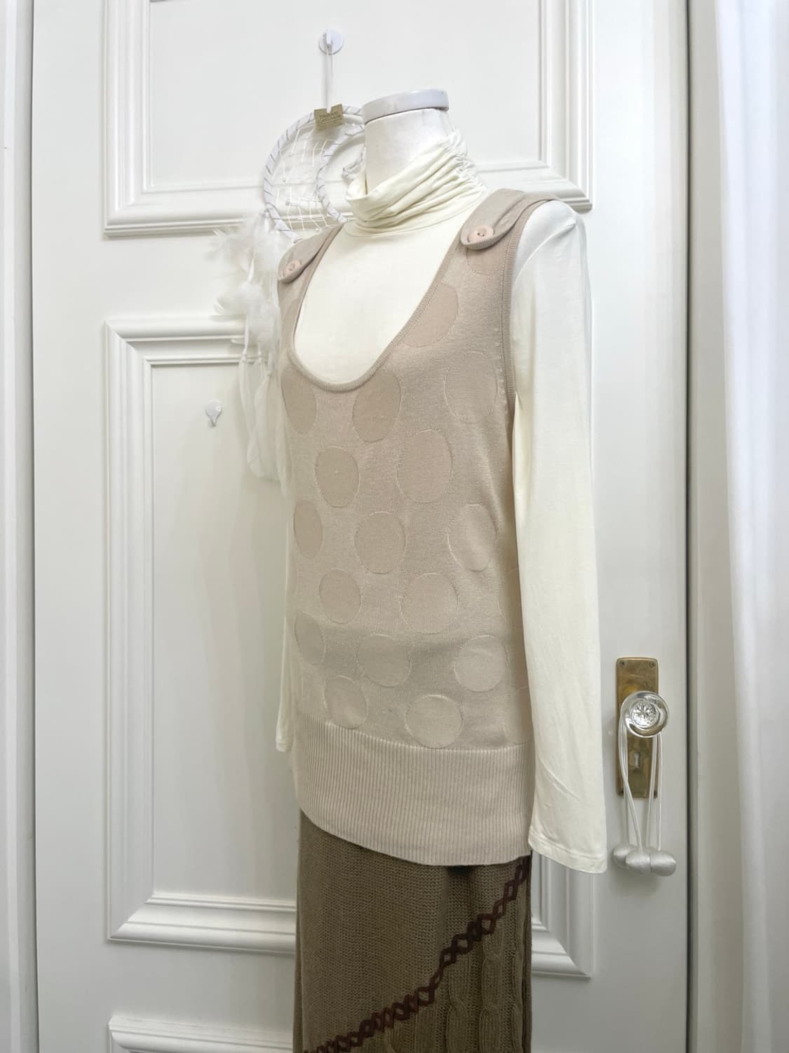 ivory shirring basic turtle neck top&bei 상품이미지2