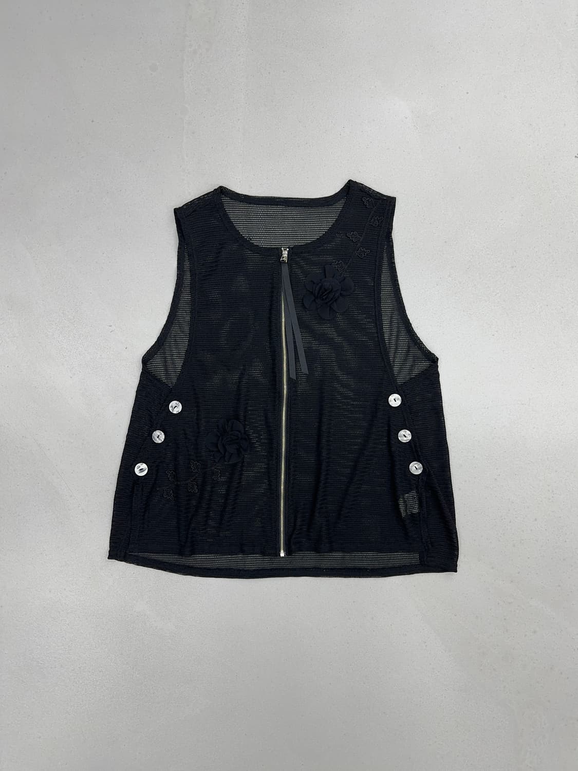 디테일 매쉬 집업 베스트 상품이미지1