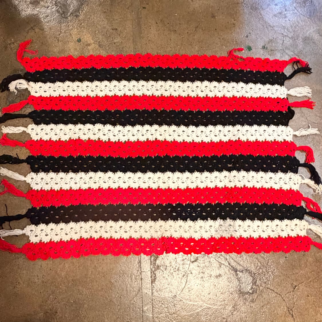 90s USA 스트라이프 니트 카페트 러그 매트 담요 상품이미지1