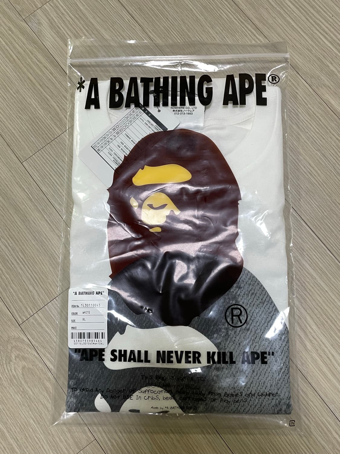 베이프 하이톤 블리치 빅 에이프 헤드 반팔티 화이트 XL 상품이미지1