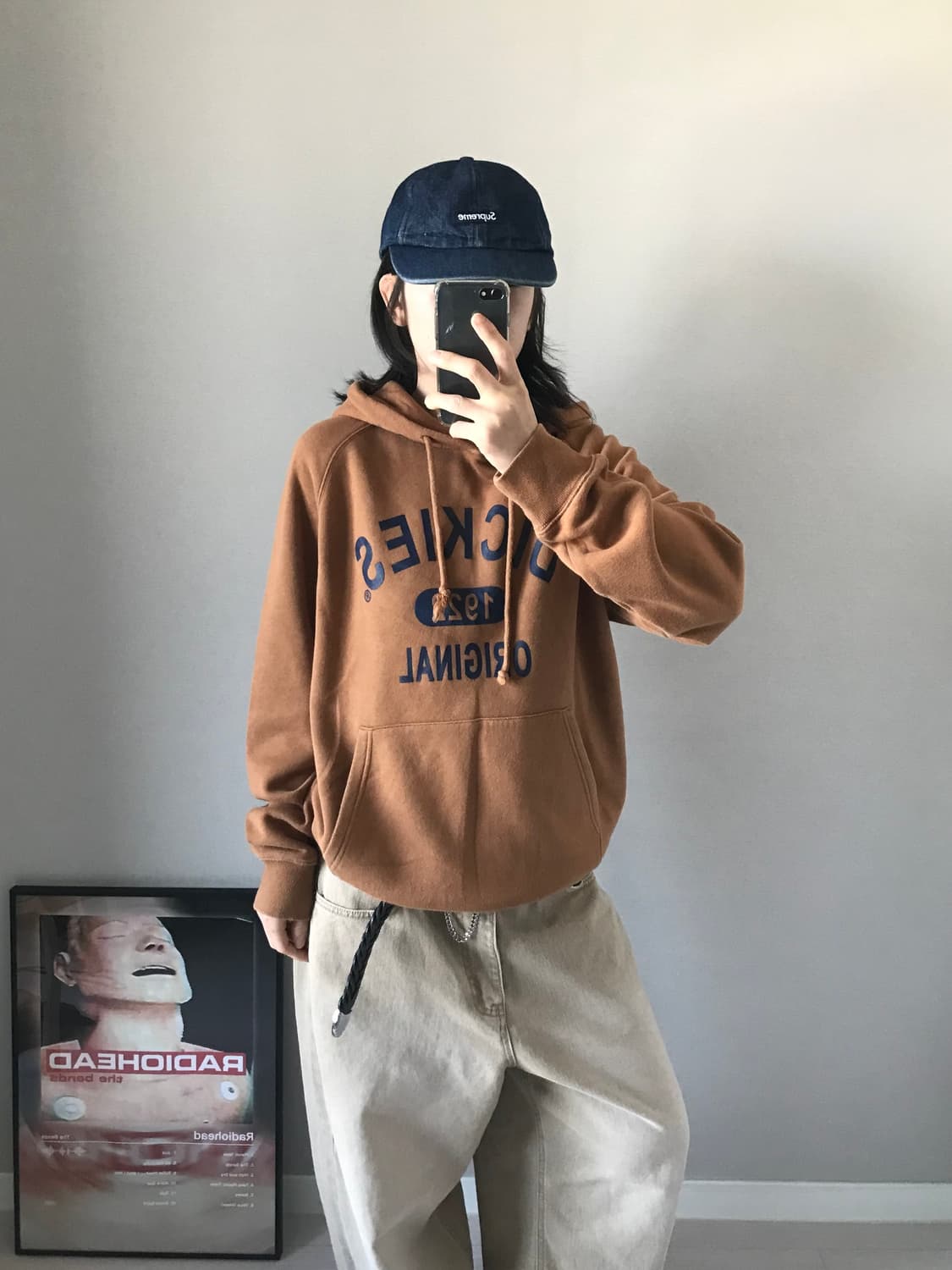 디키즈 중앙 프린팅 브라운 후드티 상품이미지2