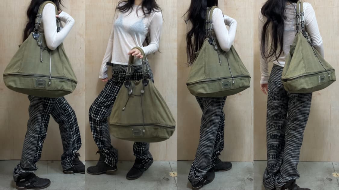 8월세일[직수입] 빈티지 RARE diesel 오버사이즈 숄더백 카키 상품이미지1