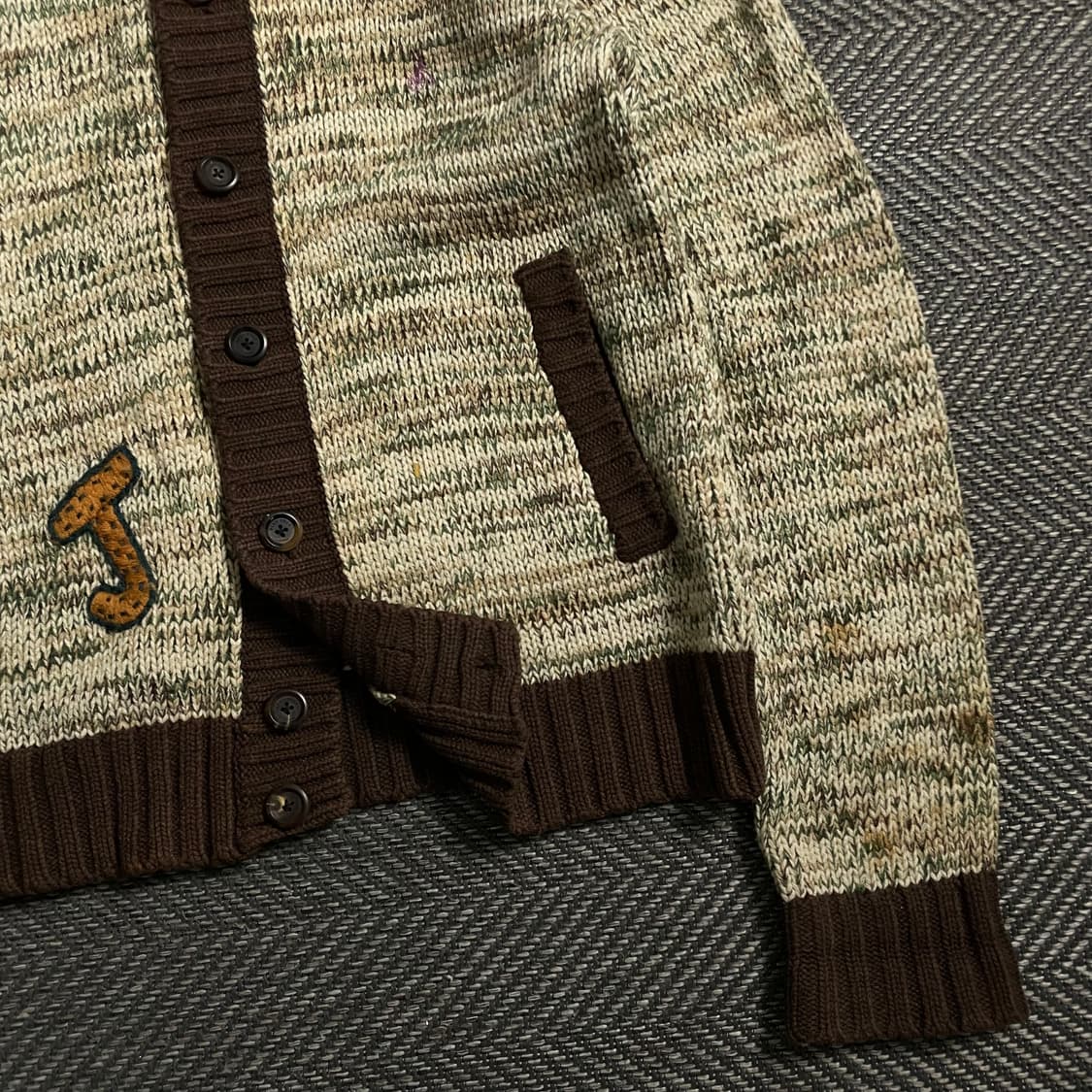 빈폴 진 올드스쿨 빅로고 엘보 패치 니트 집업y 4675 상품이미지6