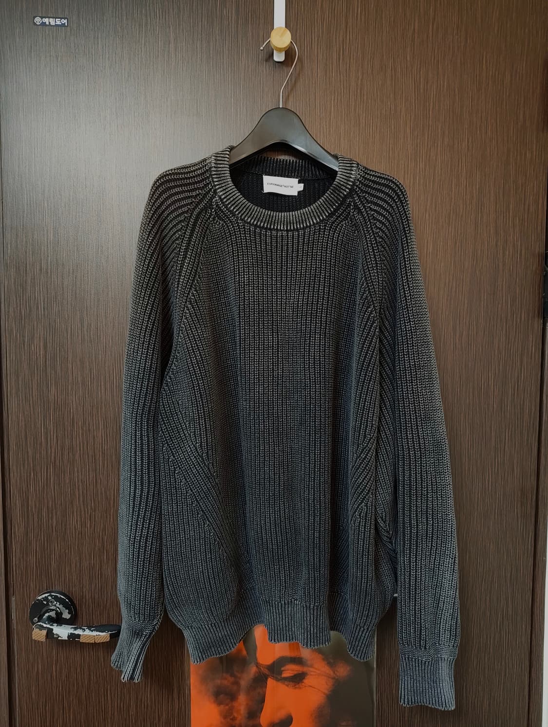 에스피오나지 피그먼트 래글런 니트 스웨터 블랙 L 상품이미지2