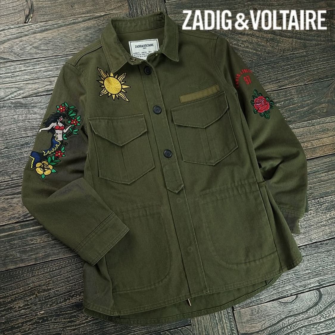 [쟈딕앤볼테르] 멀티 그래픽 자수 밀리터리 자켓 카키 P01540 상품이미지1