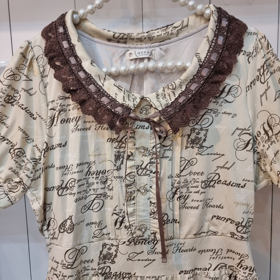 axes femme 레이스 카라 패턴 원피스 상품이미지2