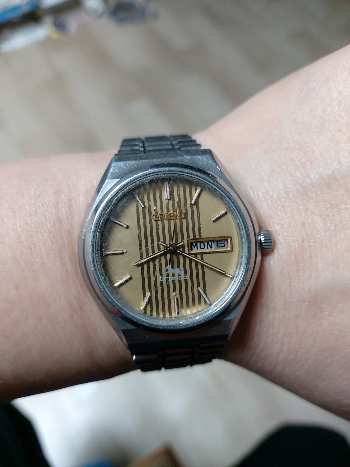 오리엔트 빈티지 금장 다이얼 데이데이트  상품이미지5