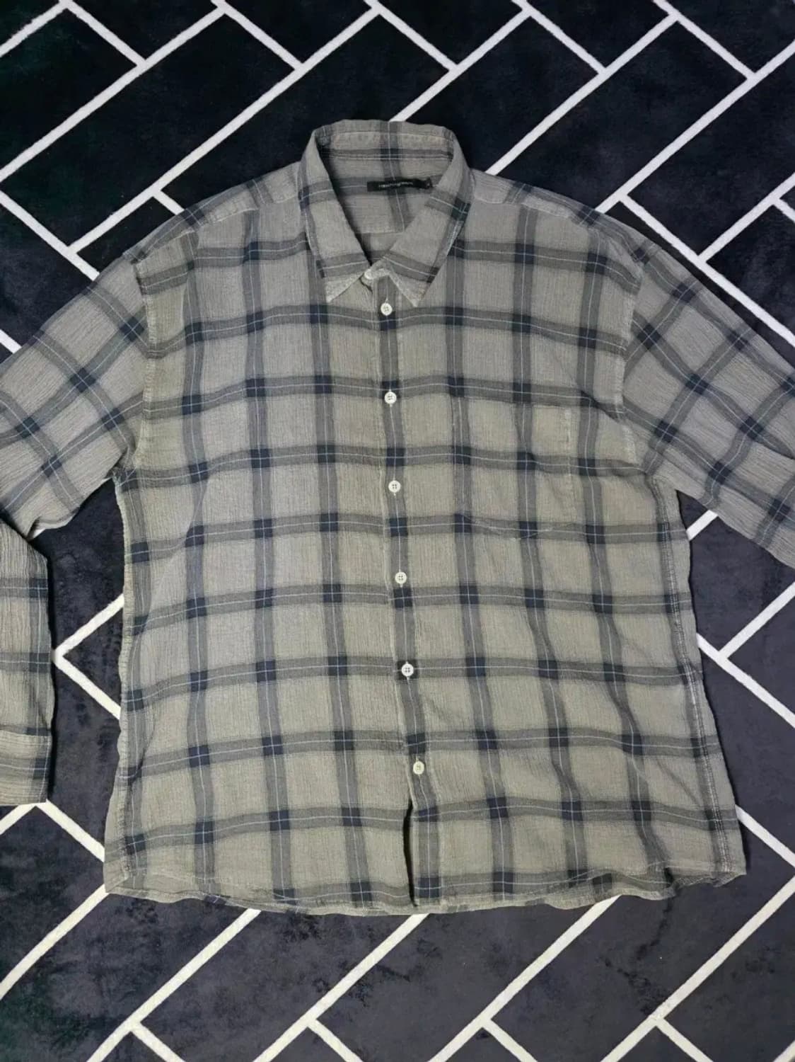 해칭룸 클래식 체크셔츠 피그먼트 다이드 그레이 3 상품이미지1