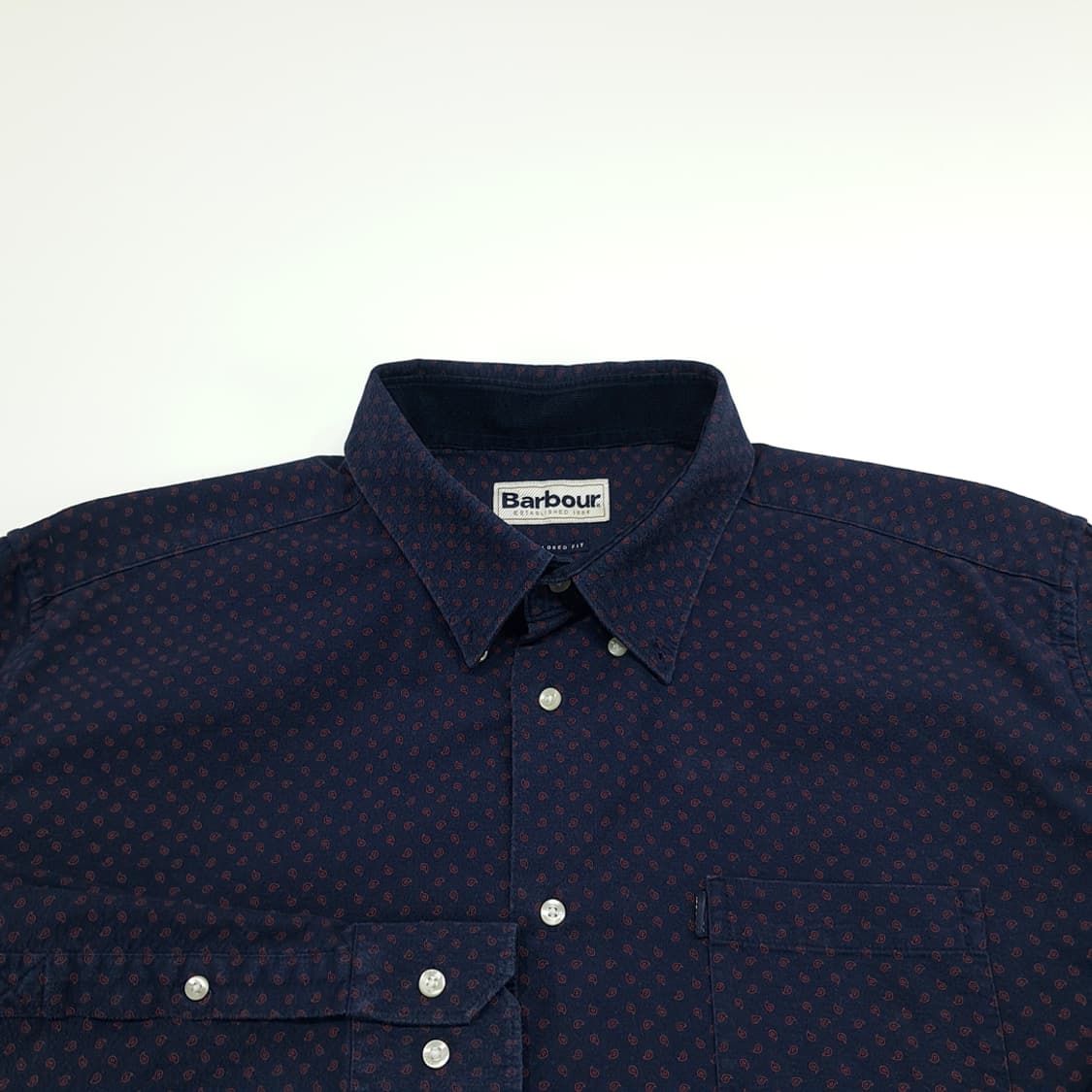 CN928 2XL 바버 네이비 마이크로 페이즐리 플란넬 긴팔 셔츠 남방 상품이미지3