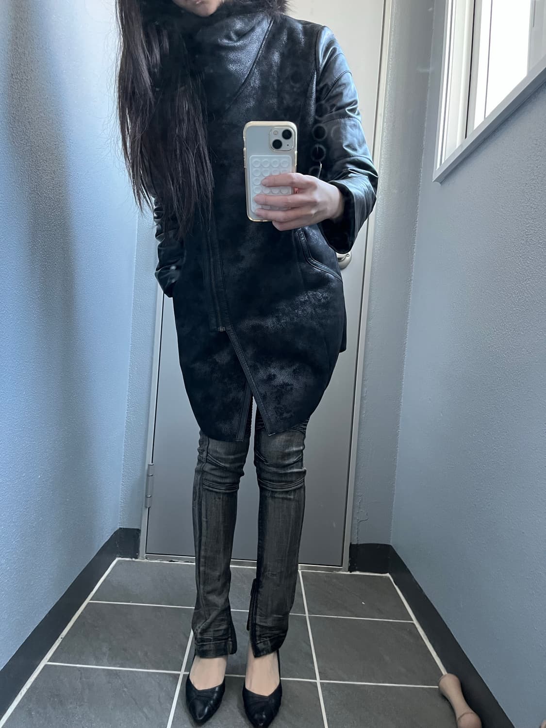 빈티지 레더 퍼 코트 상품이미지2