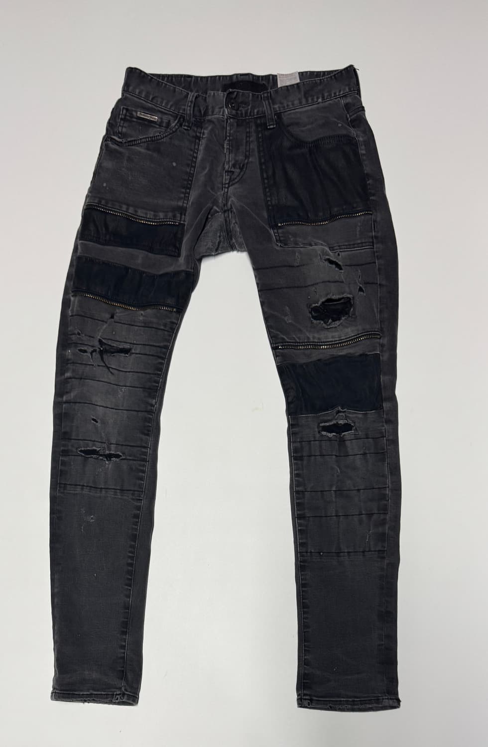 버커루 블랙 워싱 데미지 패치워크 찢청 데님팬츠 31.4 상품이미지1