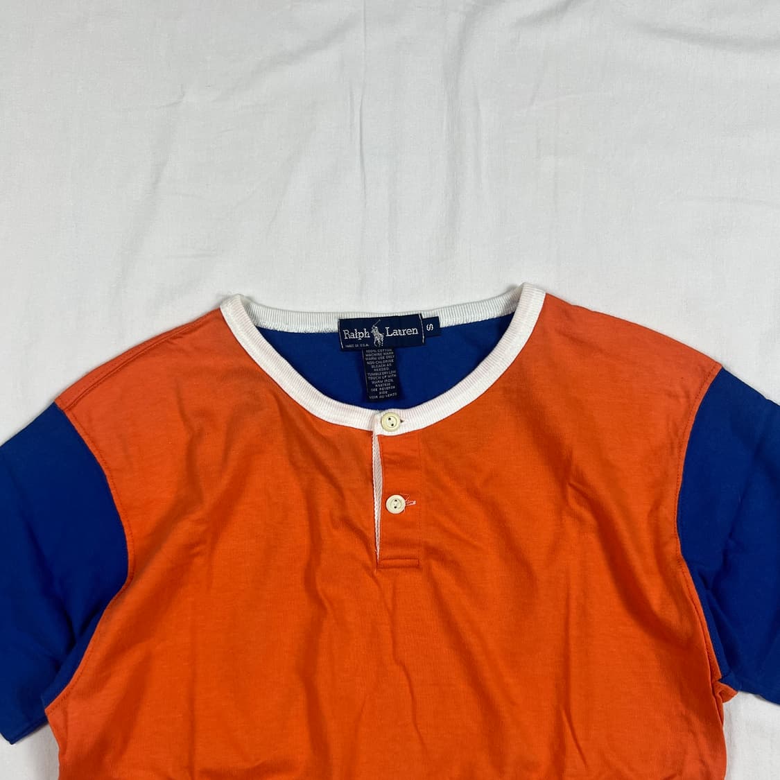 90‘s 폴로랄프로렌 폴로스포츠 패치 헨리넥 반팔티 상품이미지2