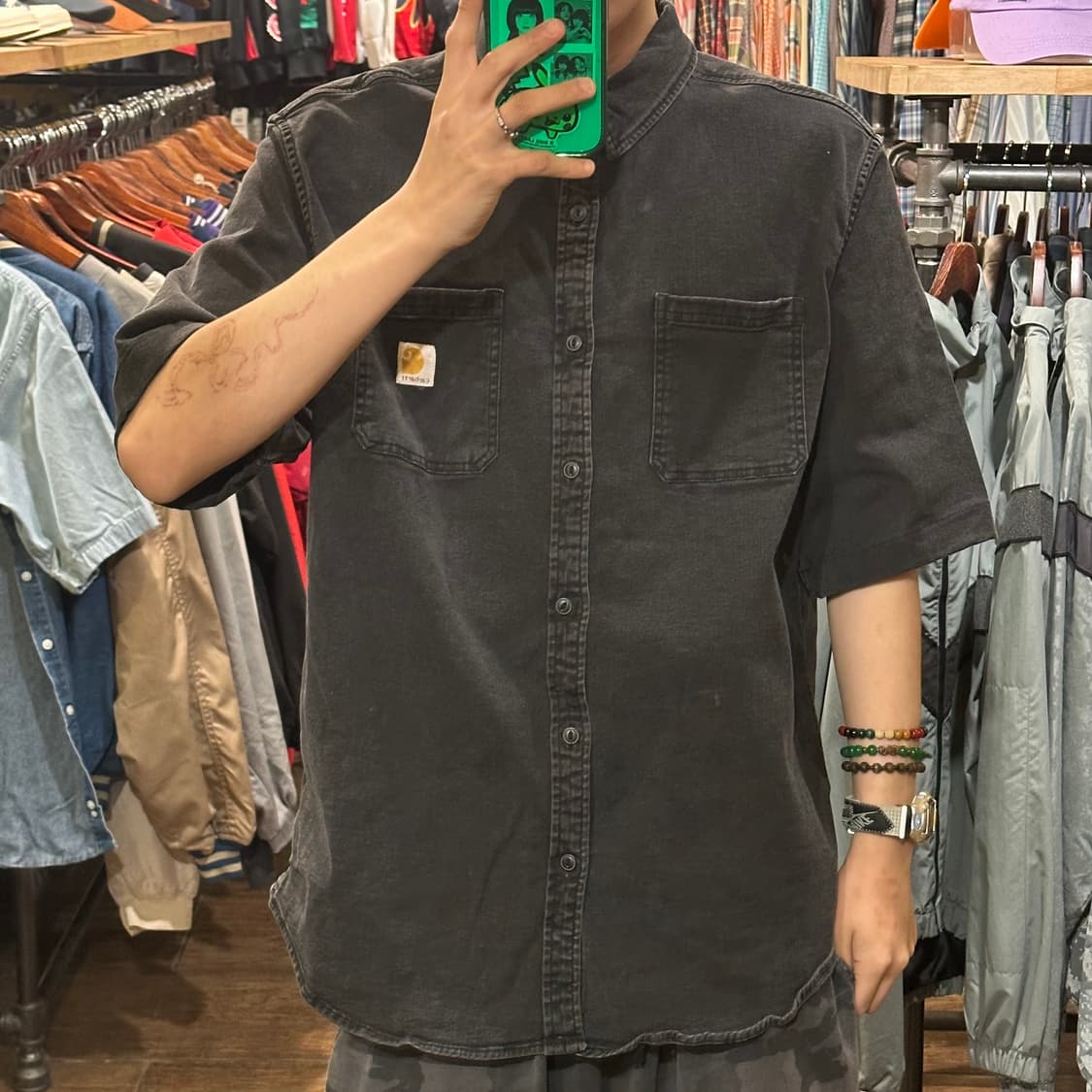 [HI] 칼하트 반팔 데님셔츠 블랙 상품이미지2