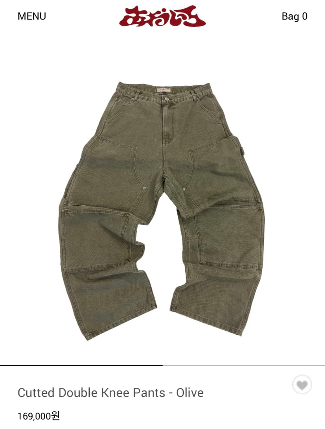 (2) 아오이로 커티드 더블니 팬츠 올리브 상품이미지1