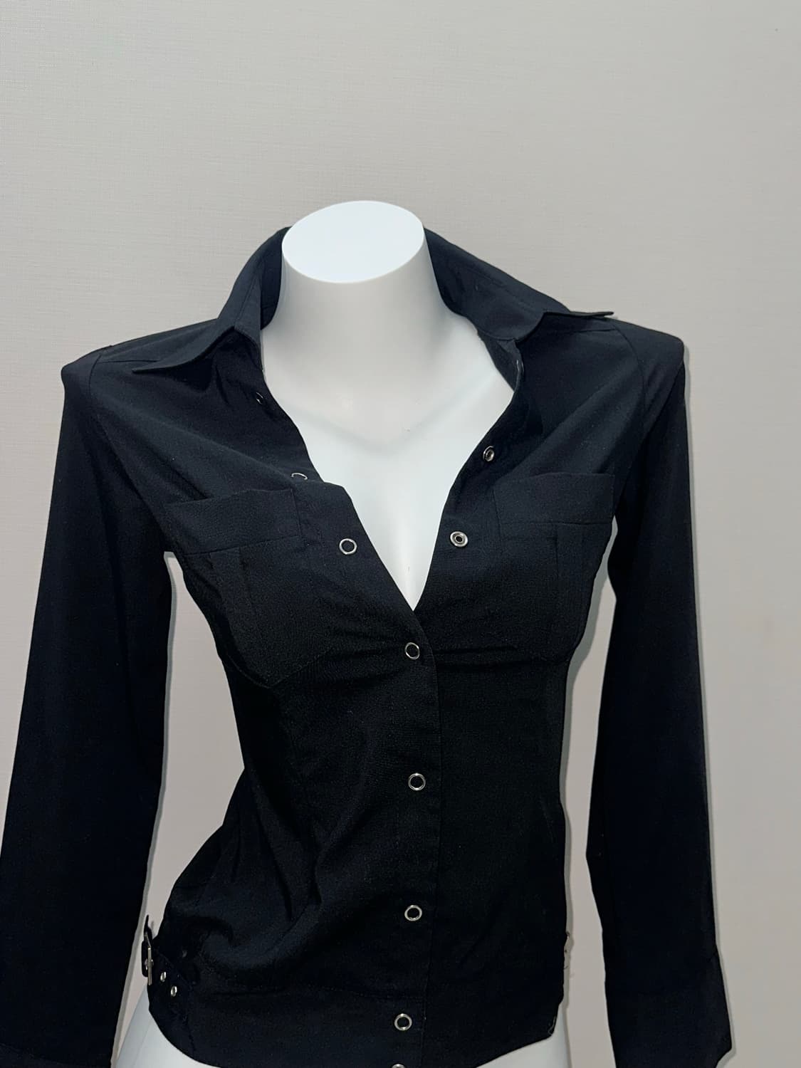 빈티지 블랙 딱붙 셔츠 상품이미지2