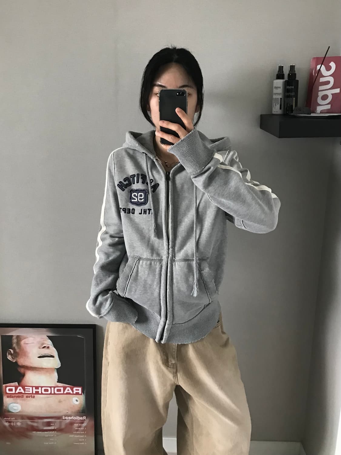 아베크롬비 가슴로고 헤비코튼 사이드라인 후드집업 상품이미지4