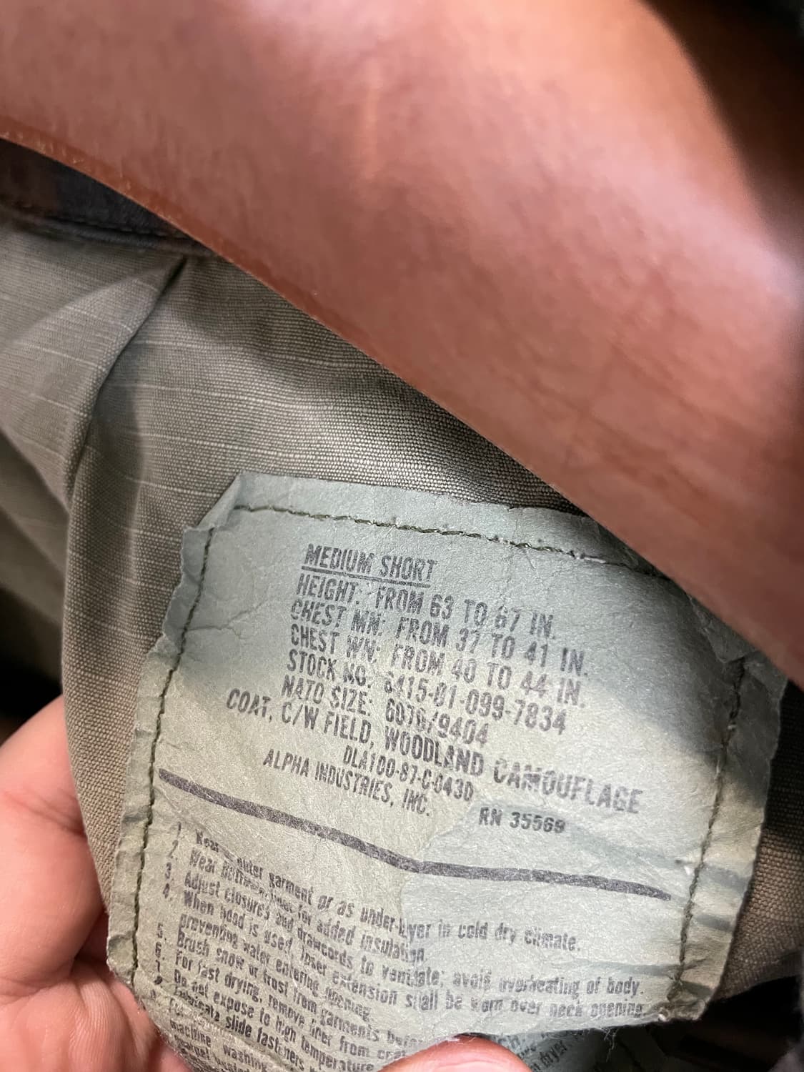 80s 알파인더스트리 우드랜드 카모플라쥬 m65 야상 상품이미지6
