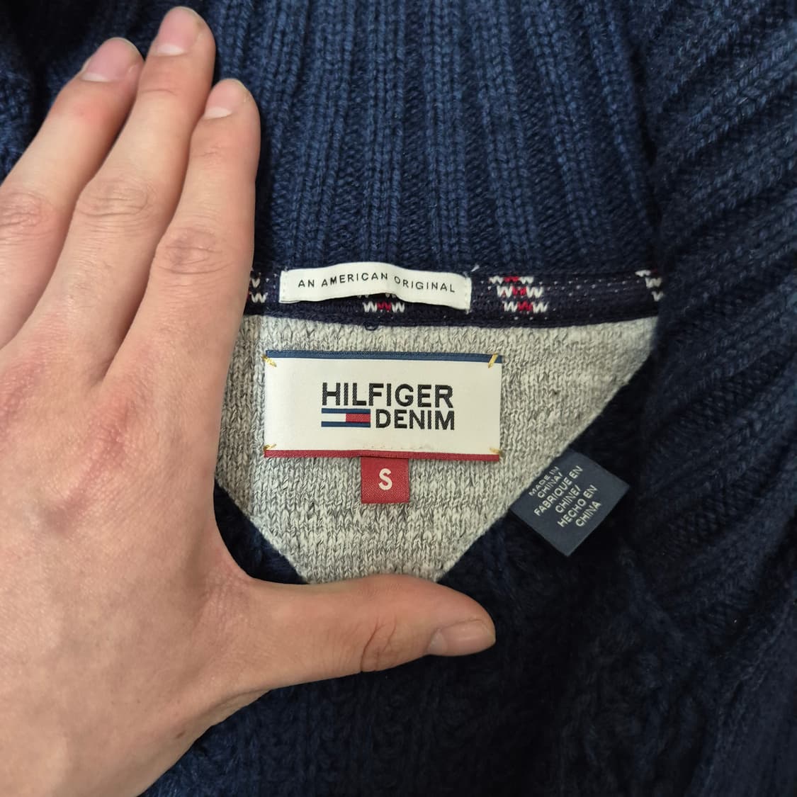 타미힐피거 데님 여성 꽈배기 니트집업 상품이미지5