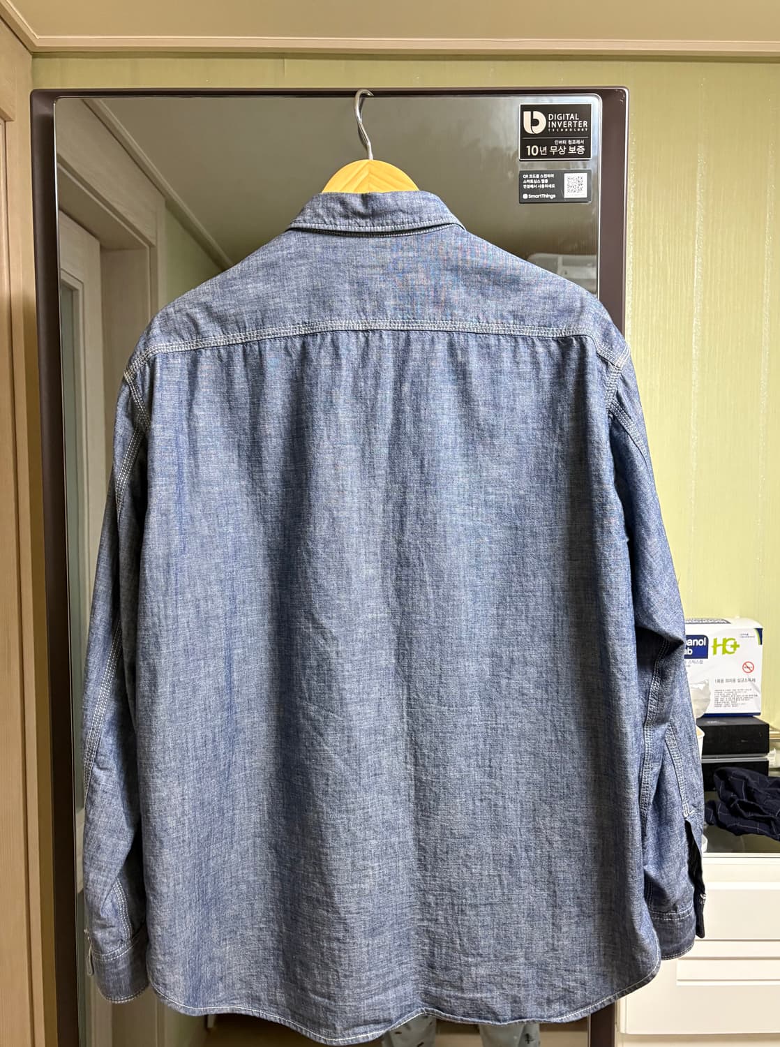 유니클로 샴브레이 셔츠 블루67 L 상품이미지4