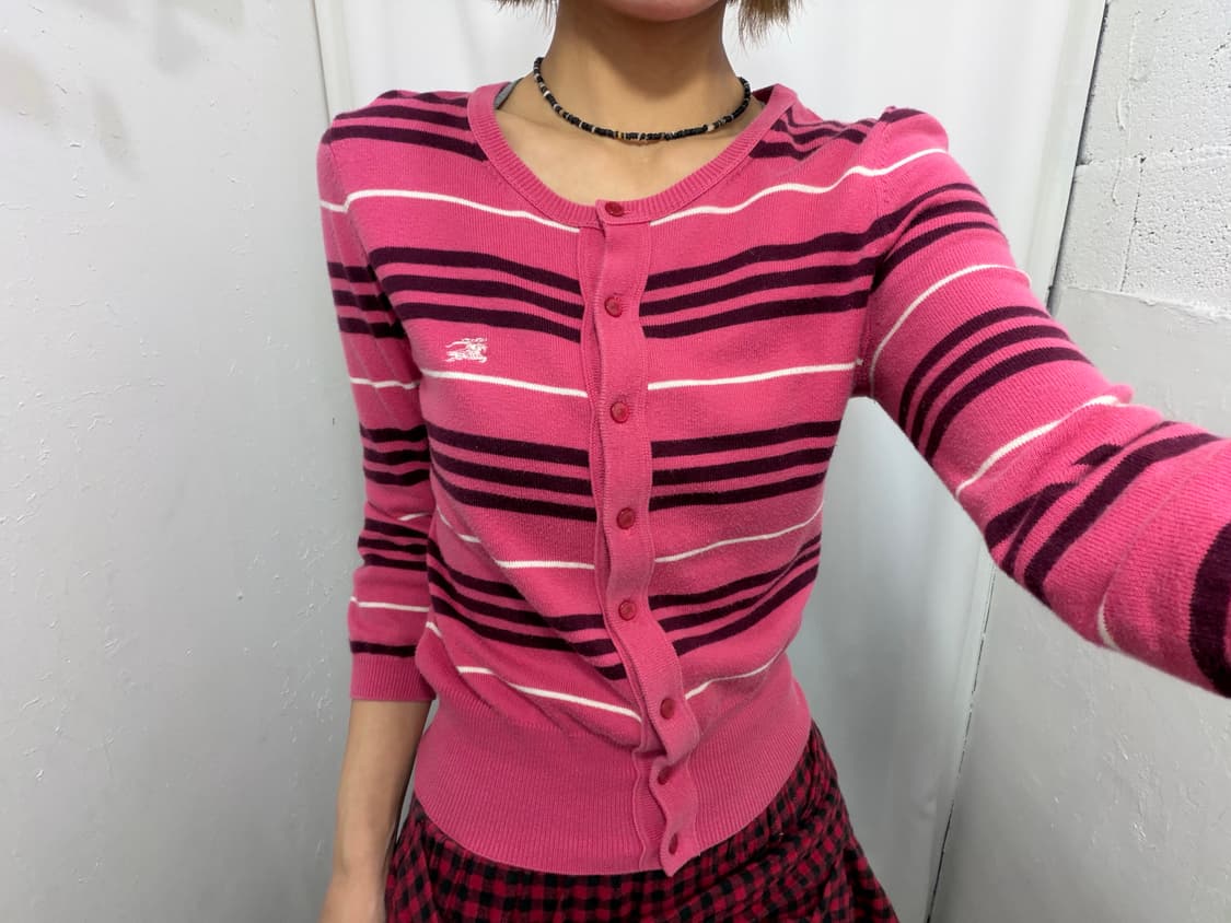🎀버버리 블루라벨 핑크 스트라이프 가디건 🎀 상품이미지4