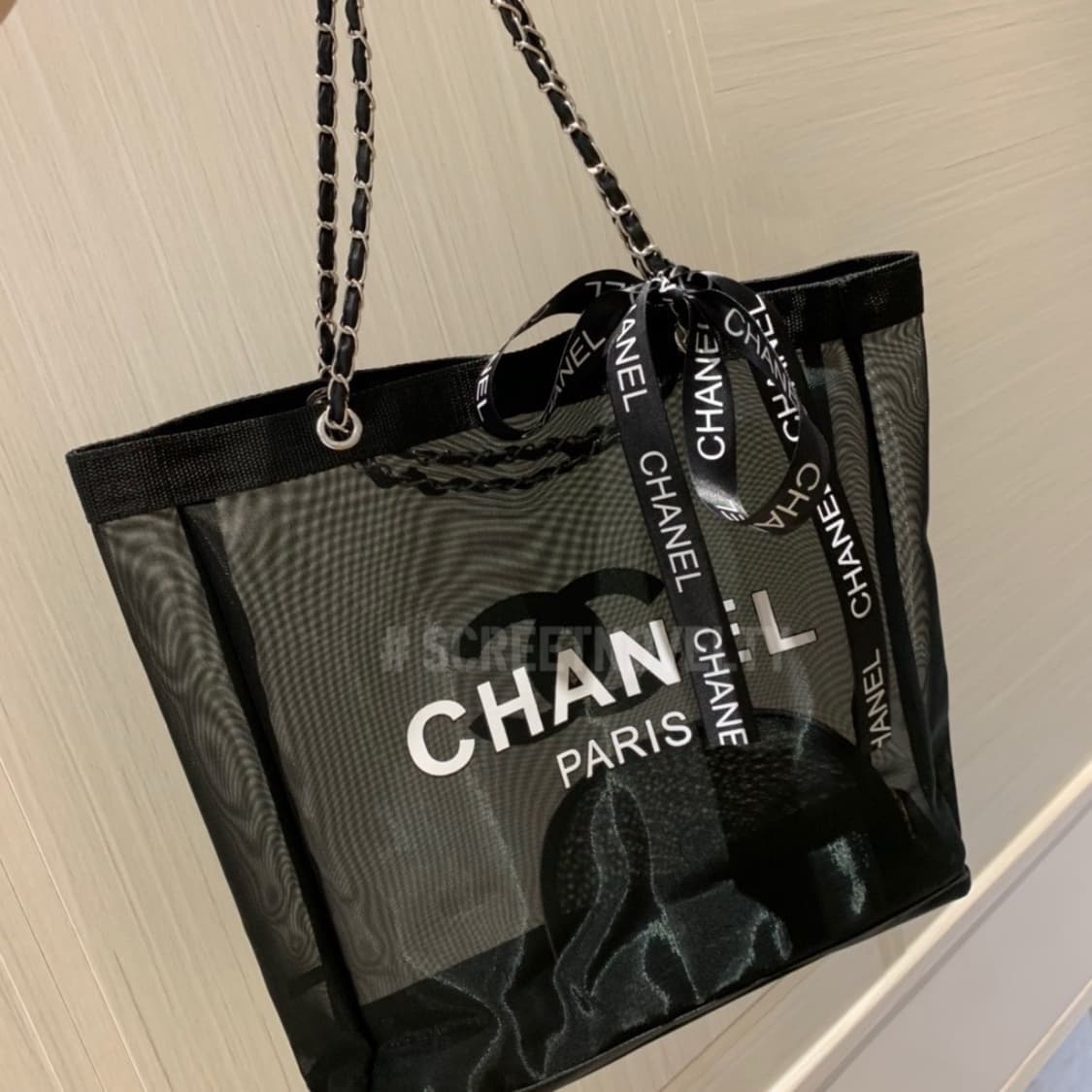 샤넬뷰티 메쉬 비치백 실버체인 에코백&파우치 세트 상품이미지1