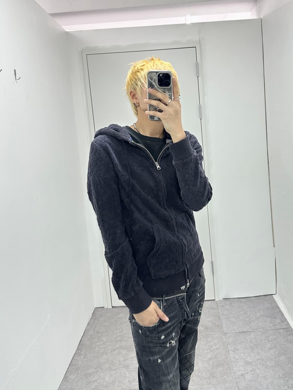ABAHOUSE 2 way velvet grunge hood zip 상품이미지7