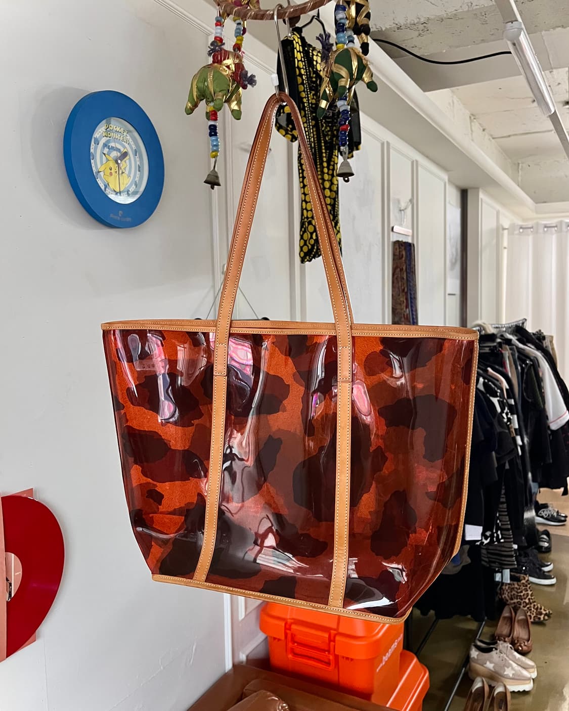 Vtg Real Cowhide Leather & PVC Camo Bag 상품이미지3