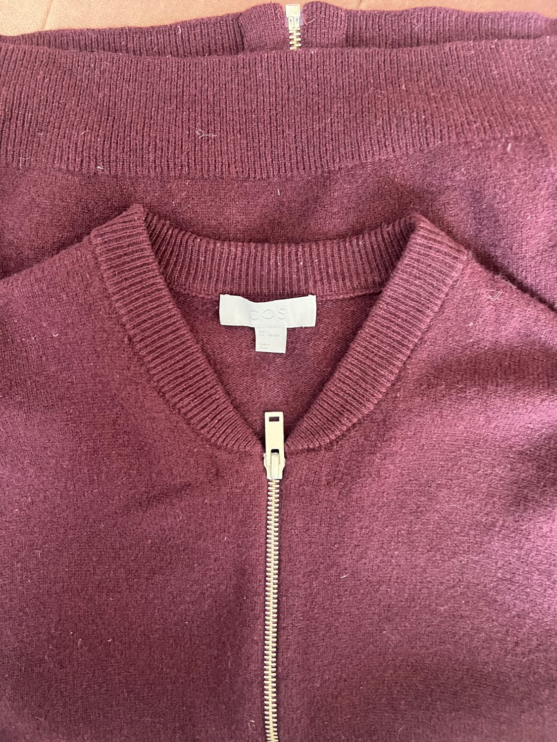 코스 COS 남성 버건디와인 니트집업점퍼 울가디건 상품이미지5
