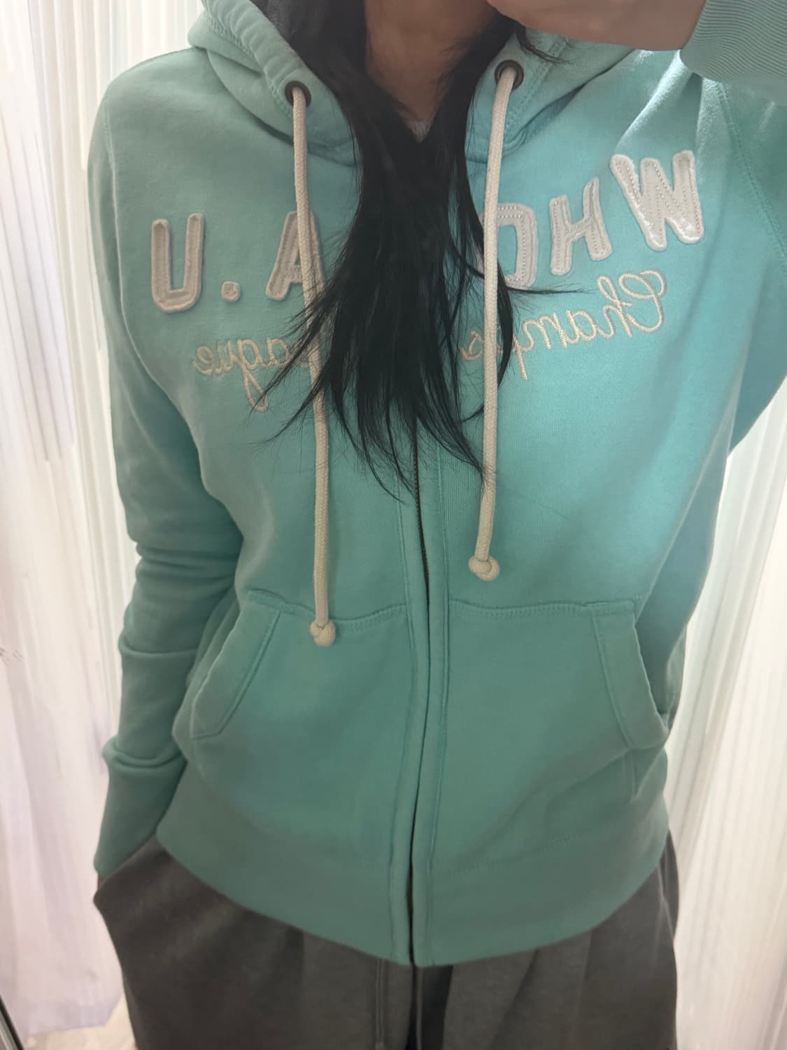 후아유 하늘색 후드집업 m 상품이미지1