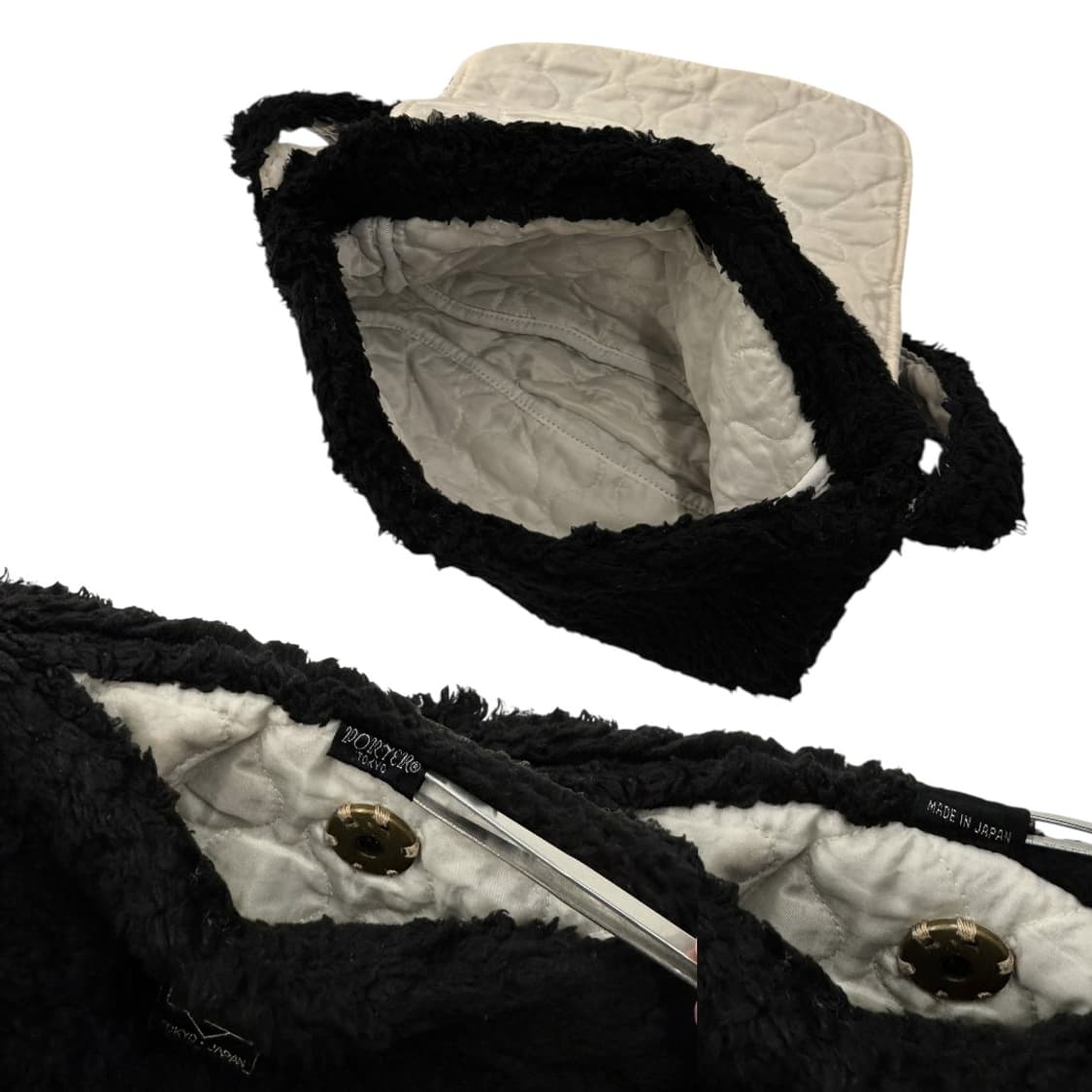 포터 x 화이트월 플리스 숄더백 블랙/아이보리 상품이미지9