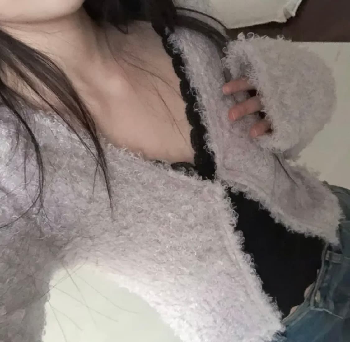 부클 가디건 라벤더 상품이미지1