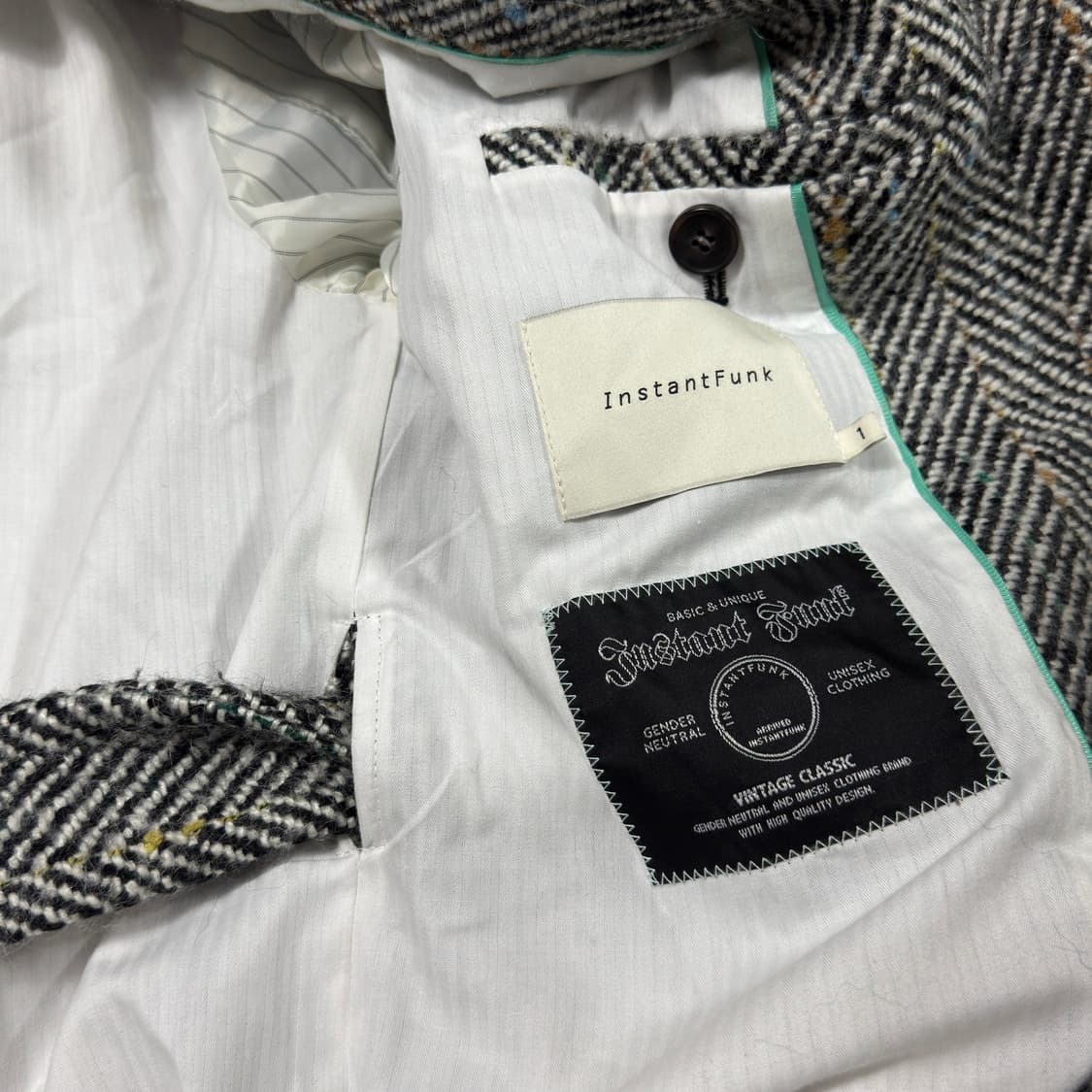 인스턴트펑크 21FW 오버사이즈 울 더블 롱 코트 그레이헤링본 상품이미지4