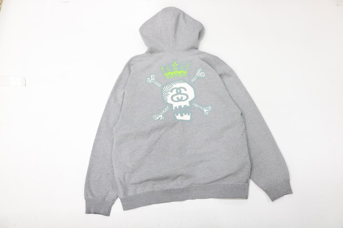 스투시 90s 빈티지 크라운 스컬 백로고 그레이 후드티 (L) 상품이미지2