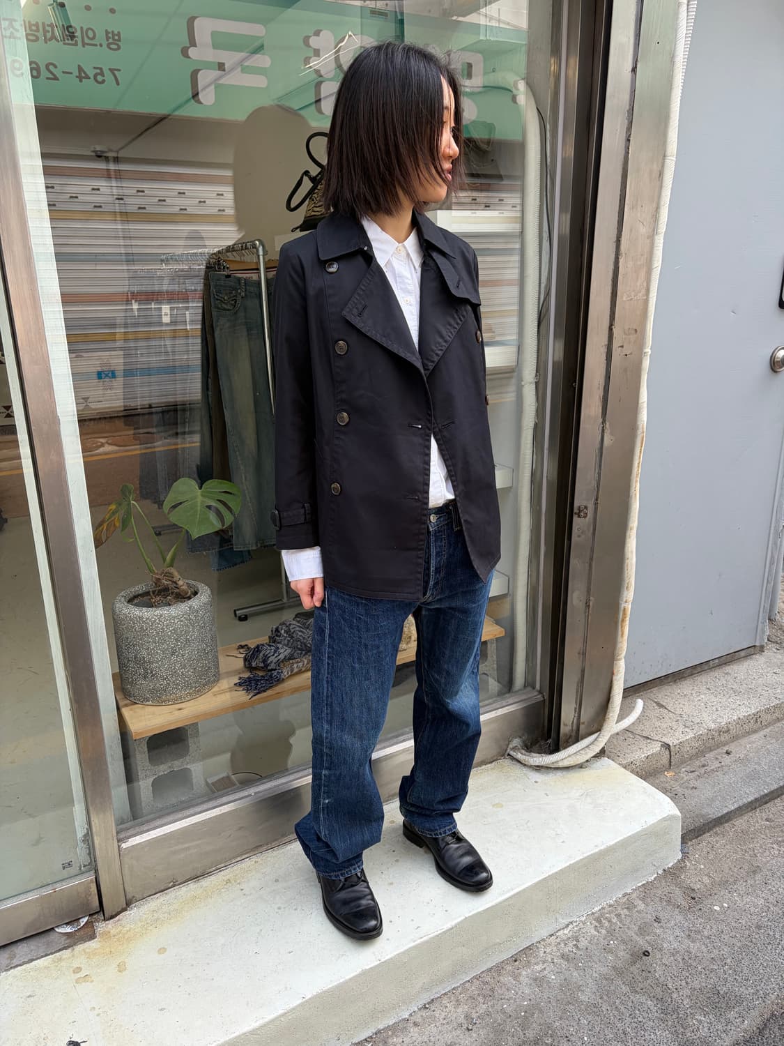 Sisley 블랙 더블 트렌치 자켓  상품이미지2