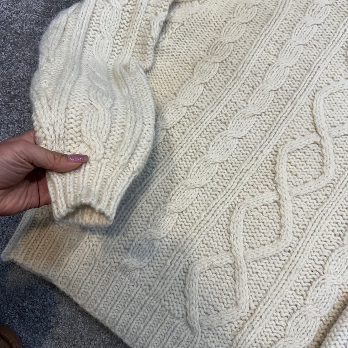 빈티지 아이보리 피셔맨 울 니트M-L 상품이미지6