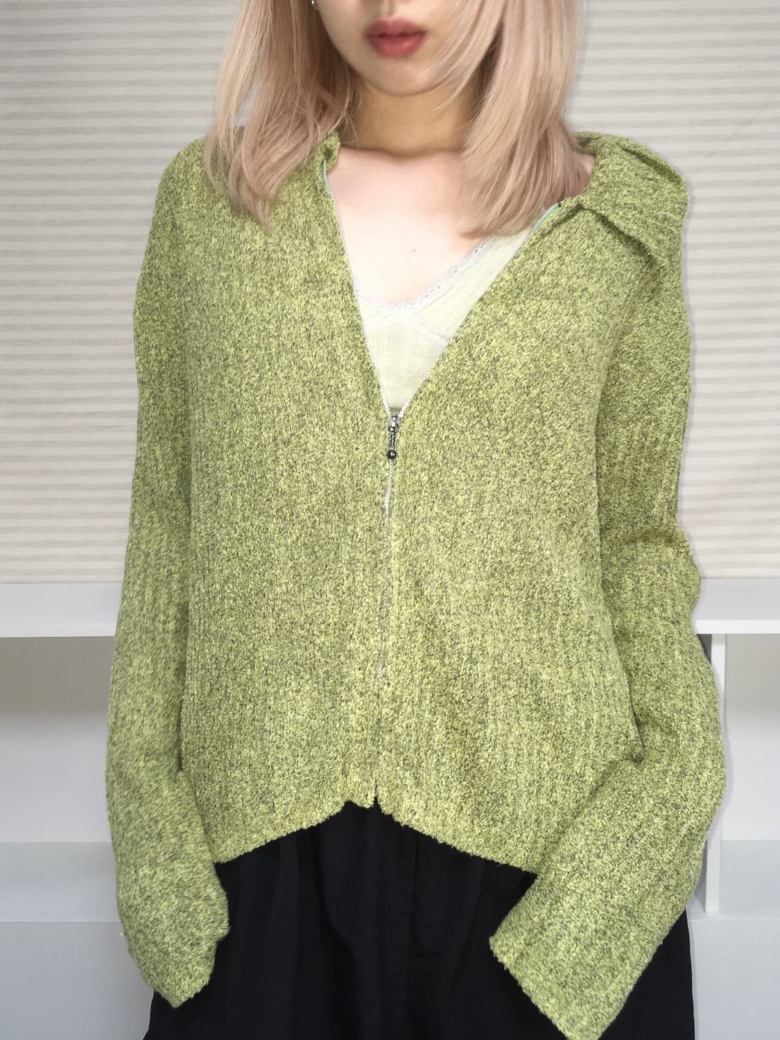 jpn vintage bokashi green knit zipup 상품이미지3