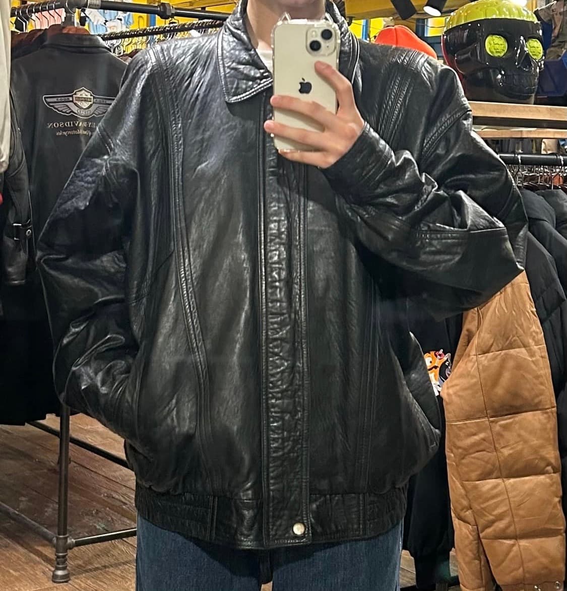 빈티지 VTG 블랙 가죽자켓 레더 상품이미지2