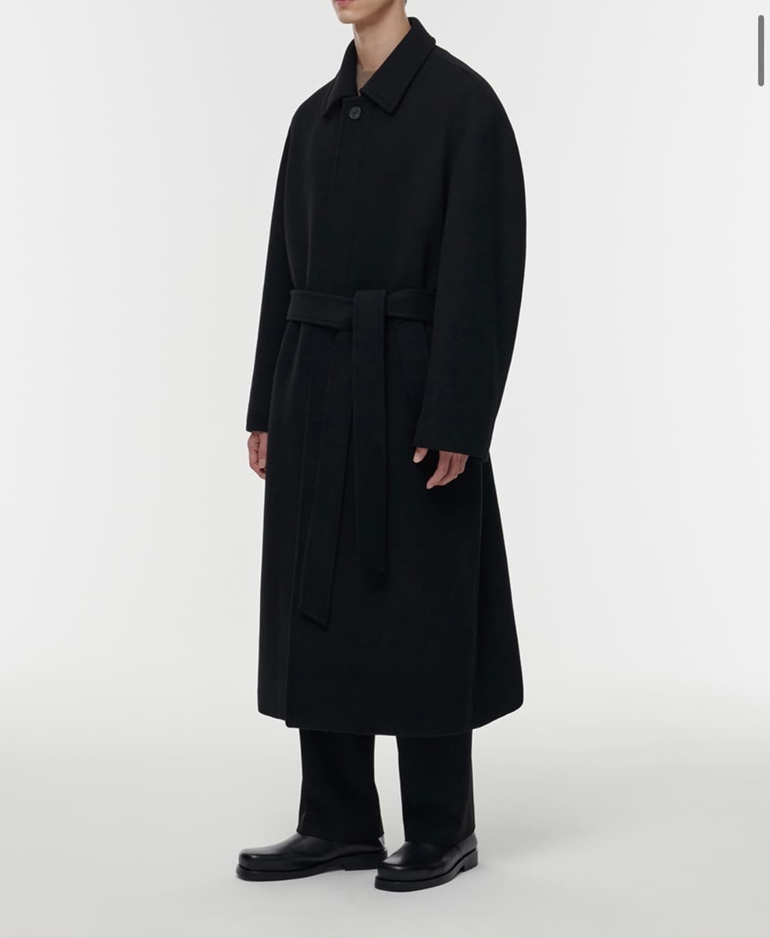 무신사스탠다드 울 블렌드 맥시 발마칸 로브 코트 [블랙]  상품이미지2