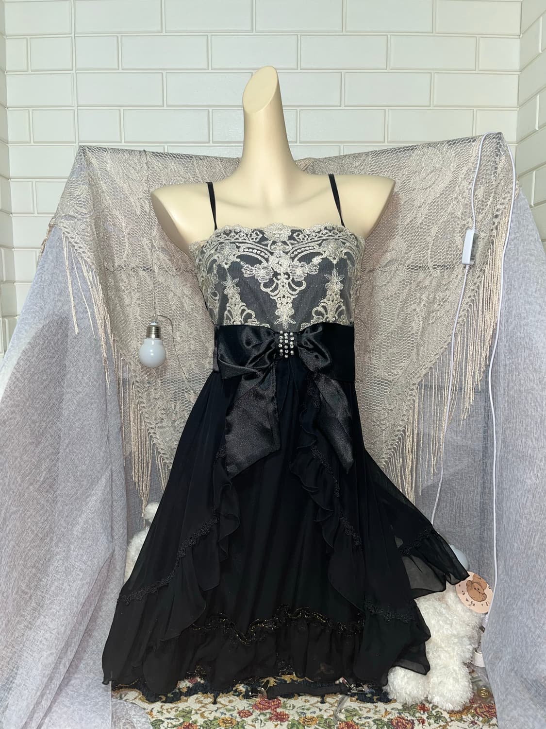 고딕 고스 레이스 핀터깔 페어리 미사깔 갸루 원피스 상품이미지1