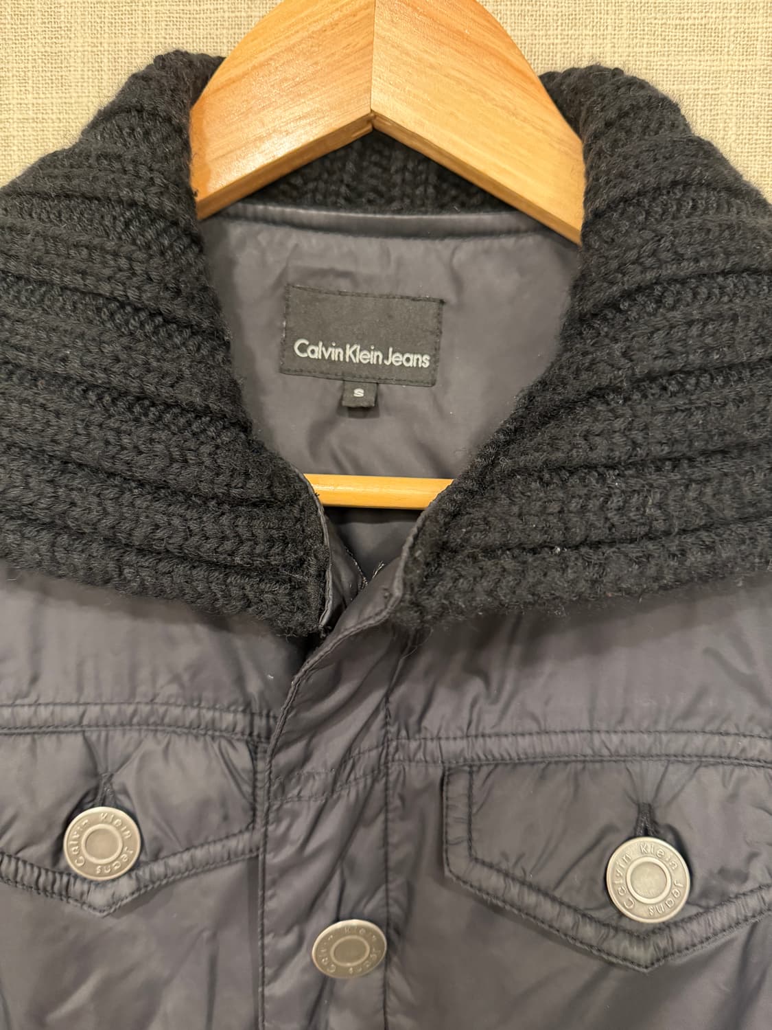  캘빈클라인 진스 니트 패딩 자켓 s 블랙 상품이미지2