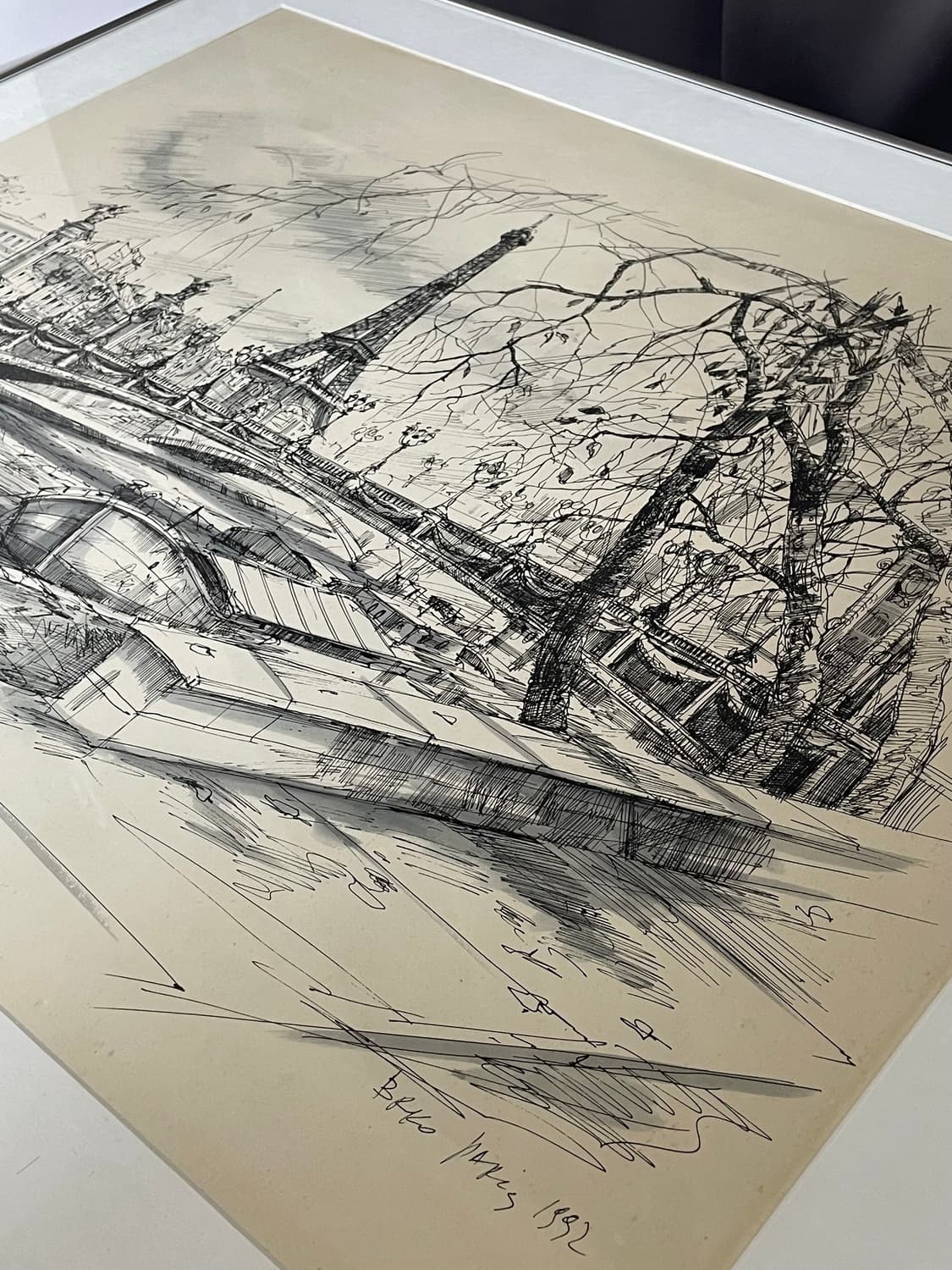 1992 에펠탑 파리 드로잉 판화 작품 상품이미지2