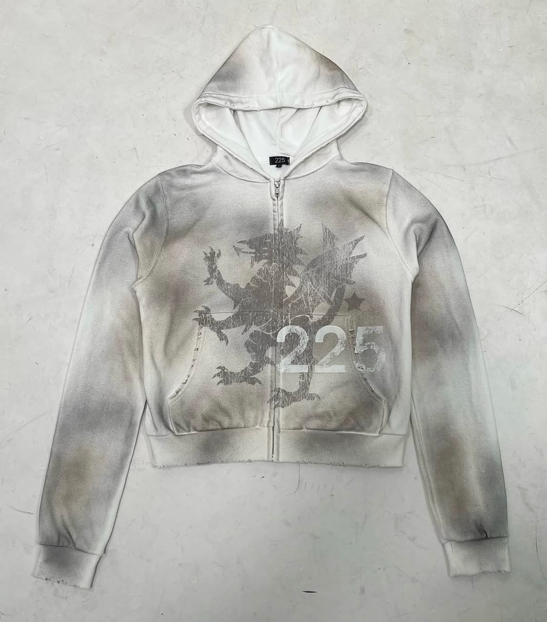 225 washed dragon crop hoodie zip-up 상품이미지1