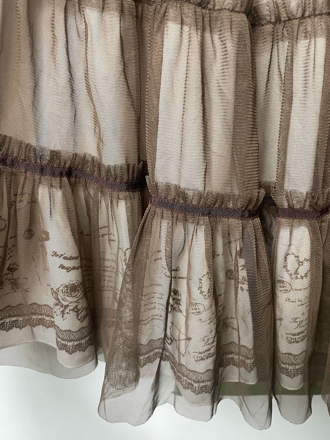 빈티지 브라운 초코 쉬폰레이스 캉캉 원피스 모리걸 로리타 상품이미지3