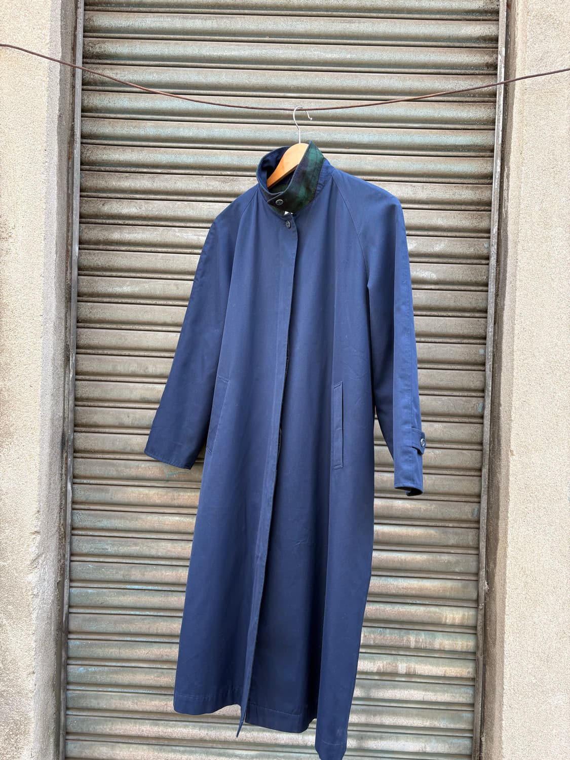 Quippy 체크패턴 내피 탈부착 네이비 트렌치코트 상품이미지2