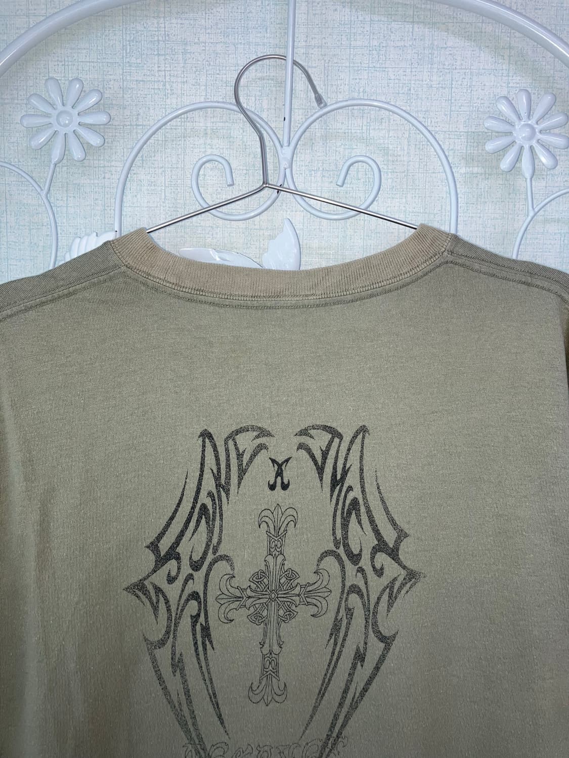 빈티지 카키 레터링 반팔 티셔츠 y2k 스트릿 갸루 펑키503   상품이미지3