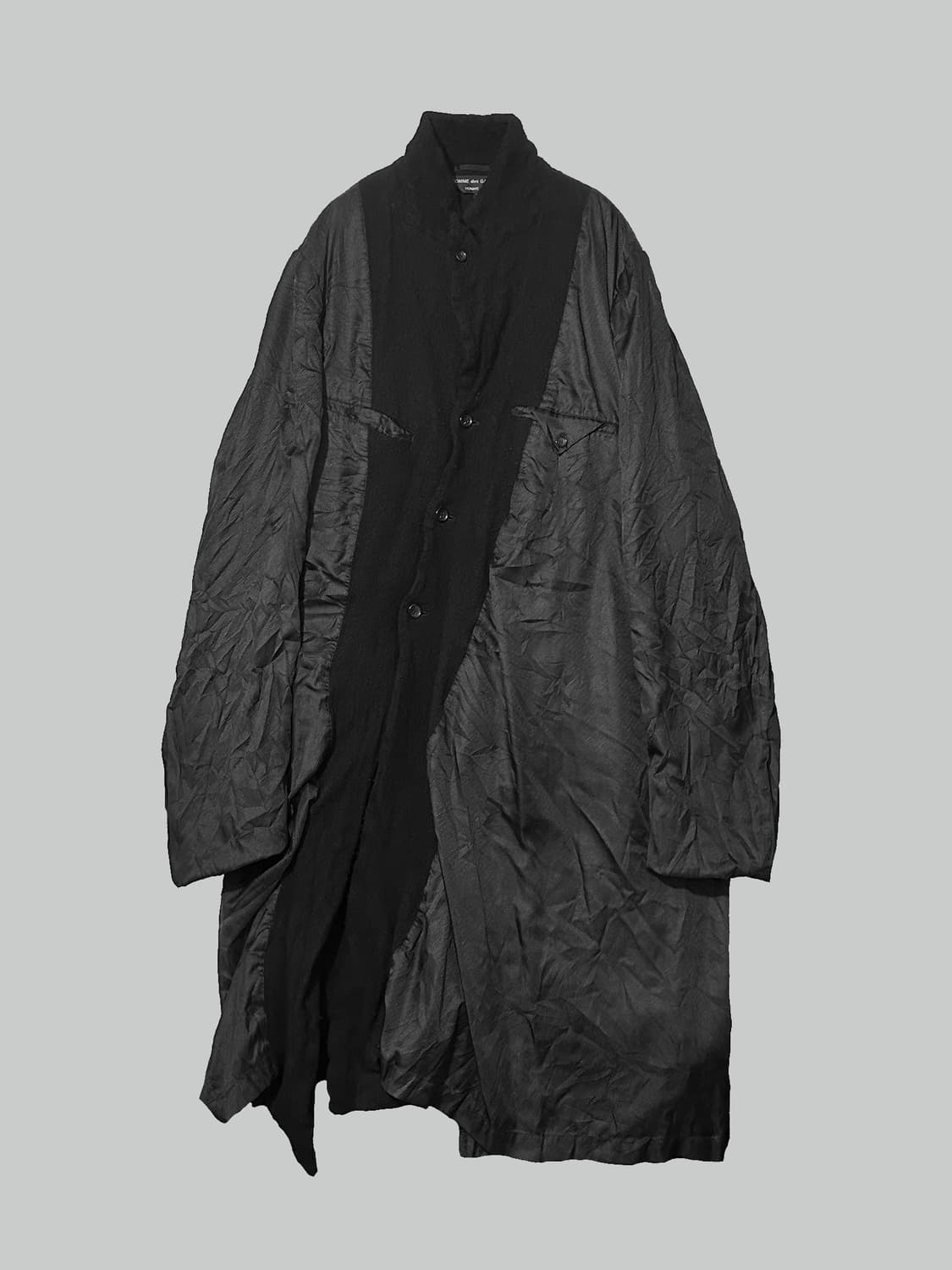 꼼데가르송 옴므 플러스 사선 축융 울 롱코트 상품이미지3