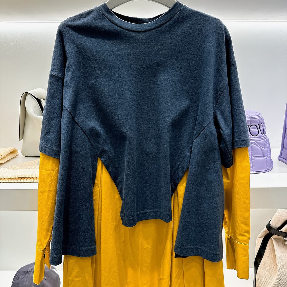 엔폴드 여성 네이비 옐로우 셔츠 드레스 상품이미지2