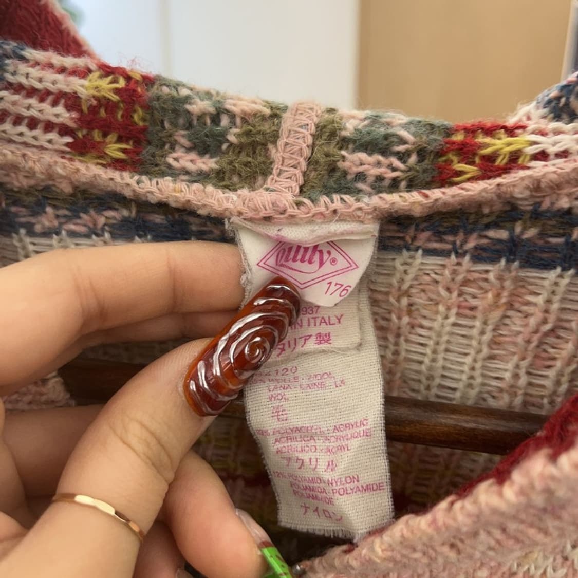 오일릴리 모리 코지 노르딕 딸기우유 니트 후드 가디건 105 C09415 상품이미지5