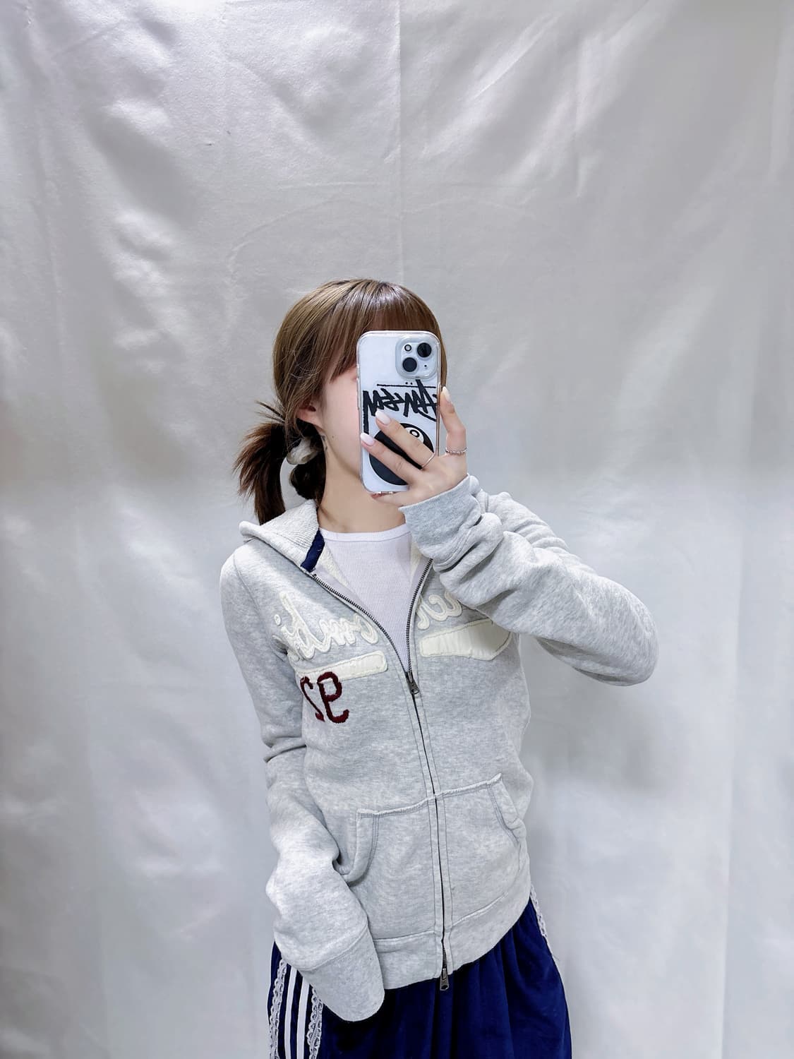 아베크롬비 라이트그레이 딱붙핏 투웨이 후드집업  상품이미지1