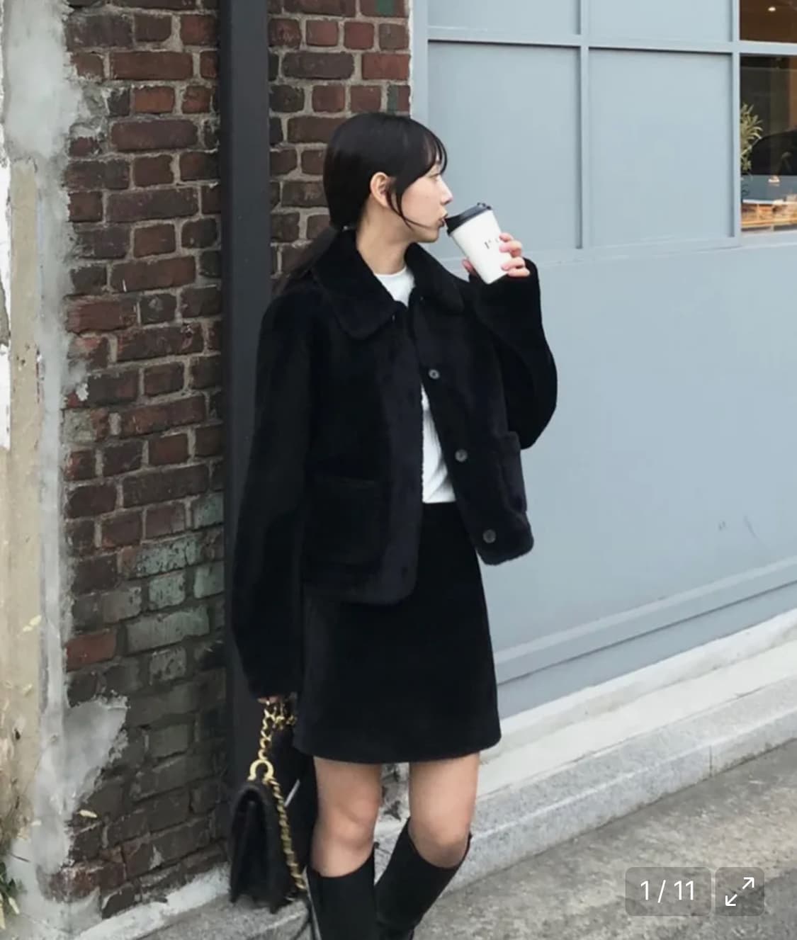 바시카 무스탕 퍼자켓 블랙 상품이미지1